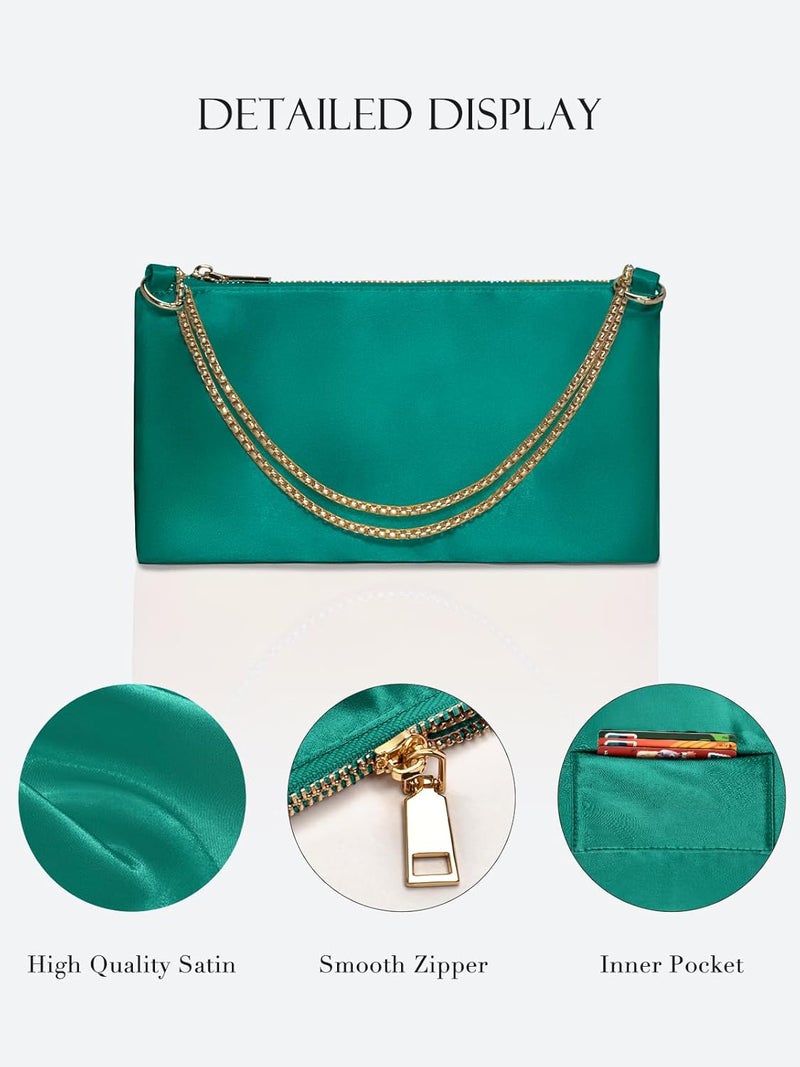 oscaurt Women's Evening Handbag Satin Shoulder Bag Purse for Prom Engagement Cocktail Party Wedding - Image 3